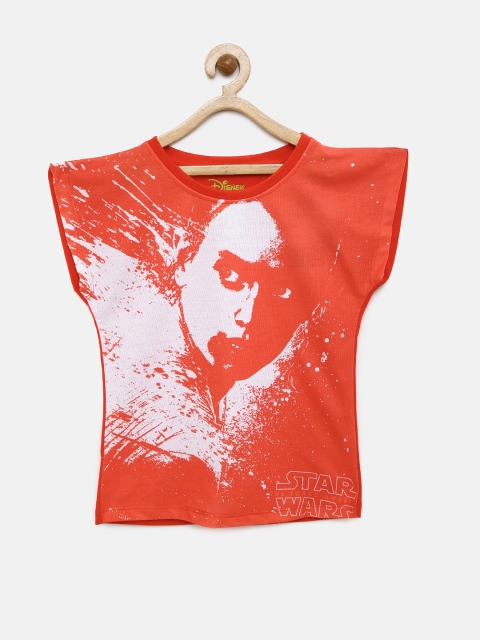 

YK Star Wars Girls Red Printed Round Neck Top