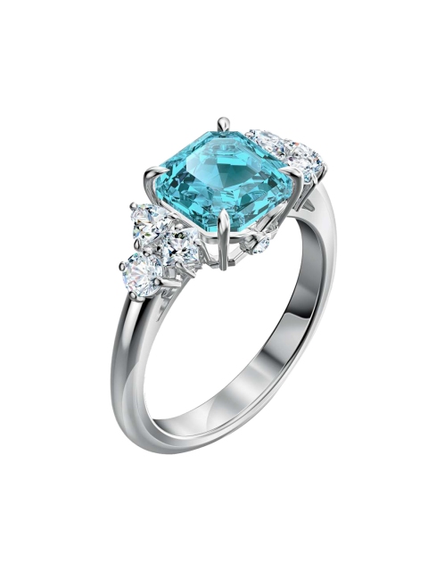 

SWAROVSKI Rhodium Plated & Blue Studded Finger Ring