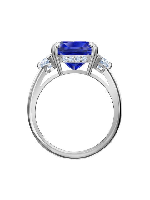

SWAROVSKI Silver-Toned & Blue Rhodium-Plated Crystal Studded Ring