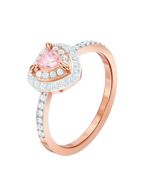

SWAROVSKI Women Rose-Gold Plated Crystals Studded Finger Ring