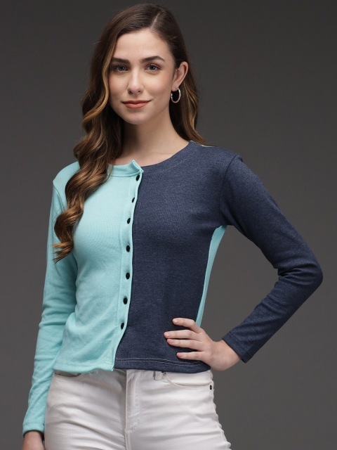 

Darzi Blue Colourblocked Top