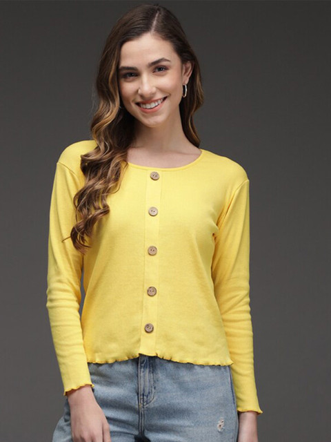 

Darzi Yellow Shirt Style Top