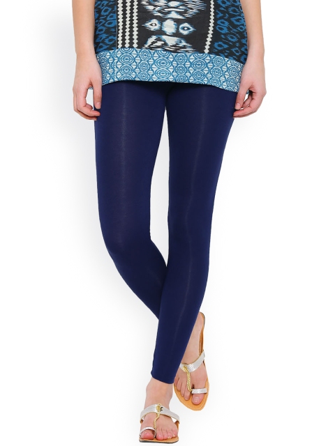 

De Moza Navy Slim Fit Ankle-Length Leggings, Navy blue