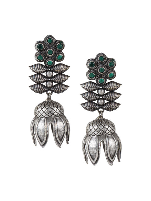 

Arendelle Silver-Plated Oxidized Contemporary Drop Earrings