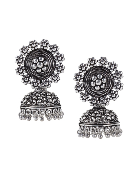 

Arendelle Silver-Toned Contemporary Jhumkas Earrings