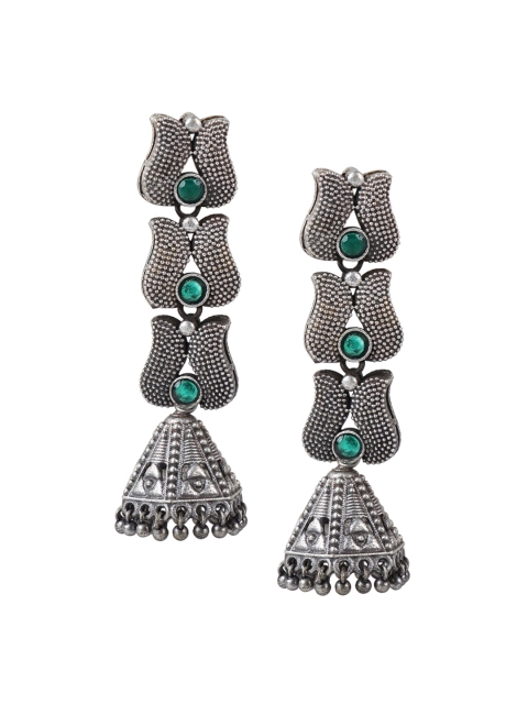 

Arendelle Silver-Toned Contemporary Jhumkas Earrings