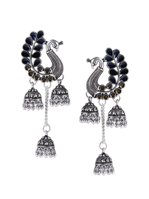 

Arendelle Silver-Toned Contemporary Jhumkas Earrings