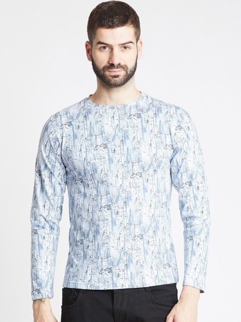 

Okane Men Navy Blue & White Printed Regular Fit Cotton T-shirt