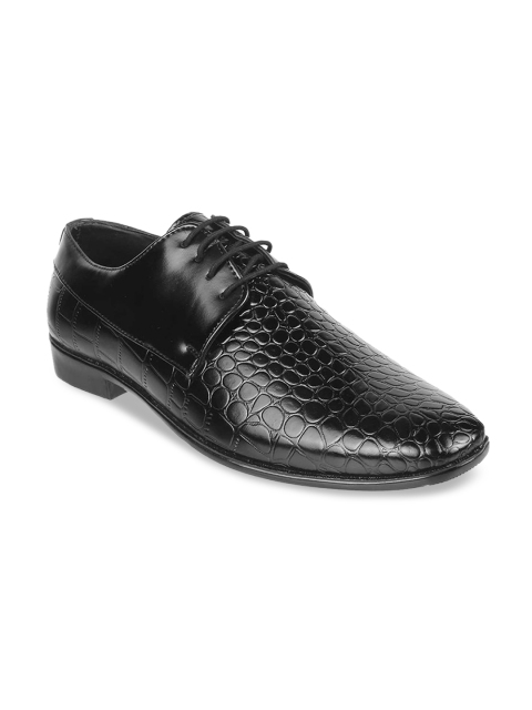 

WALKWAY by Metro Men Black Animal Textured Formal Derbys