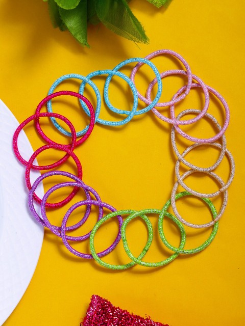 

Yellow Chimes Girls Set Of 20 Multicoloured Ponytail Holders, Multi