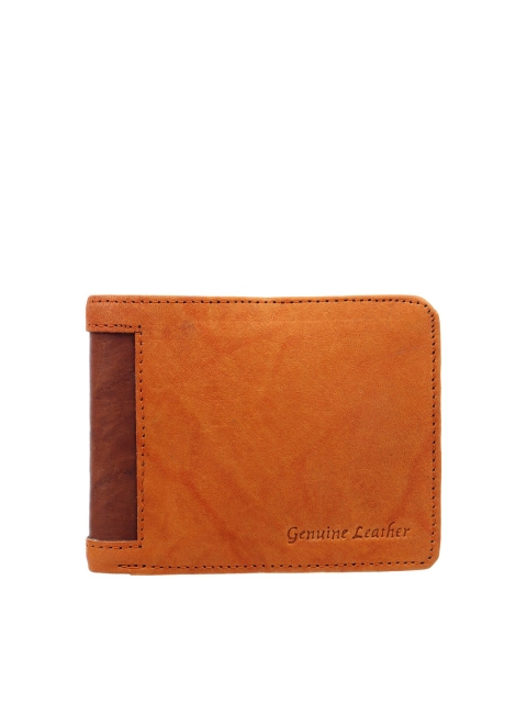 

Swiss Design Men Tan & Brown Leather Two Fold Wallet