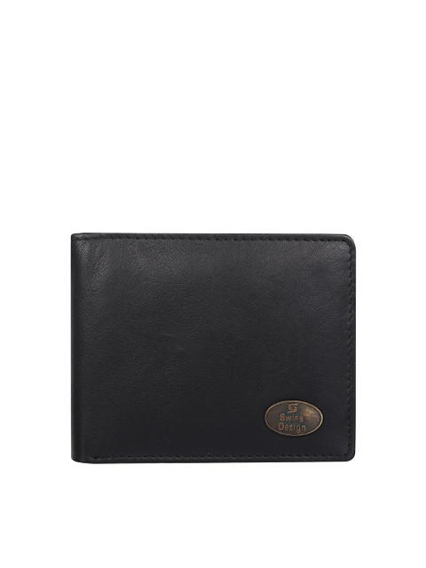 

Swiss Design Men Black Leather Two Fold Wallet