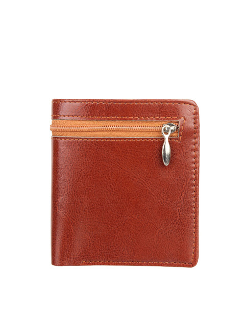 

Swiss Design Men Brown Zip Detail PU Two Fold Wallet