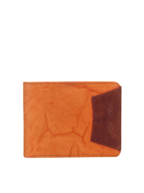 

Swiss Design Men Tan Colourblocked Leather Two Fold Wallet