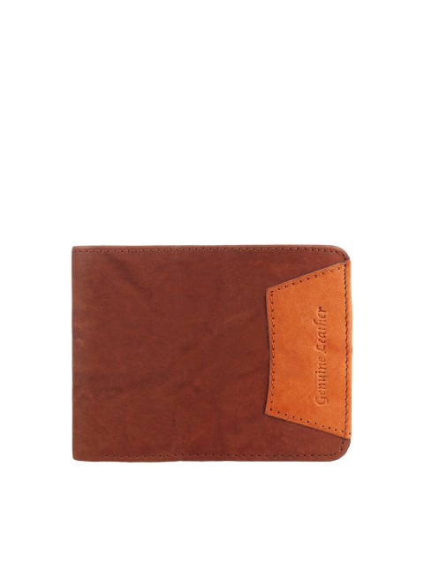 

Swiss Design Men Coffee Brown Colourblocked Leather Two Fold Wallet