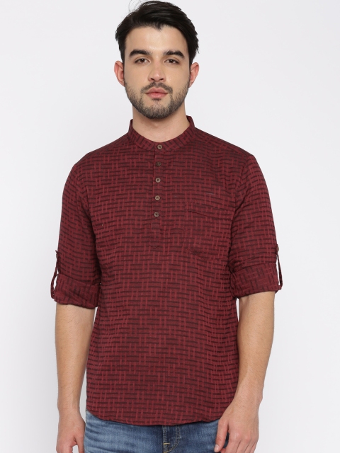 

indus route by Pantaloons Men Maroon Short Kurta