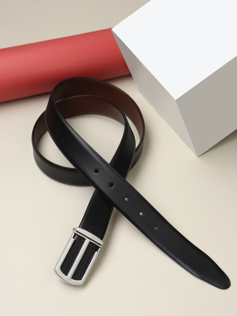 

Teakwood Leathers Men Black Textured Leather Belt