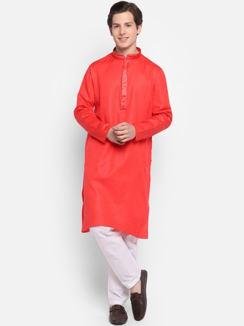 

DEVOILER Men Red Kurta with Pyjamas