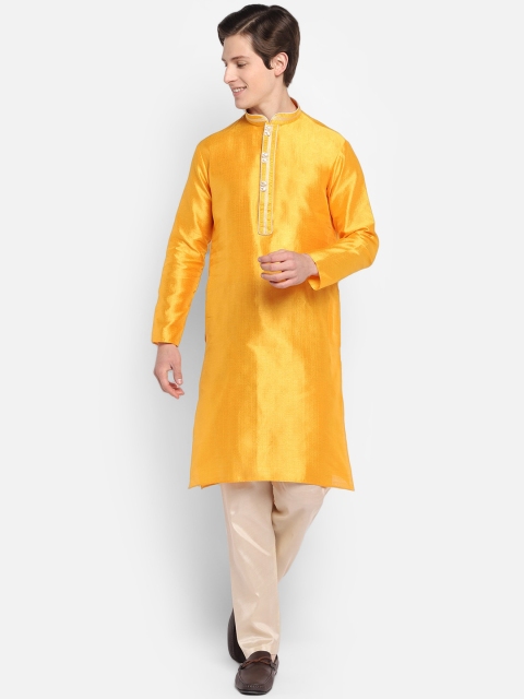 

DEVOILER Men Yellow Kurta with Pyjamas