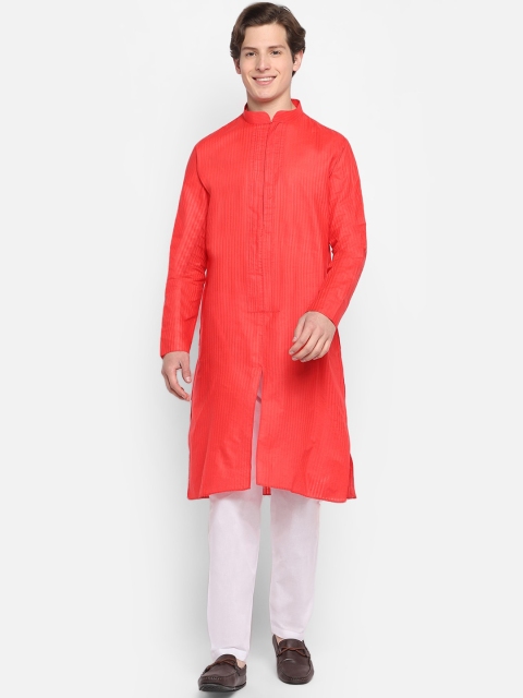 

DEVOILER Men Red Kurta with Pyjamas