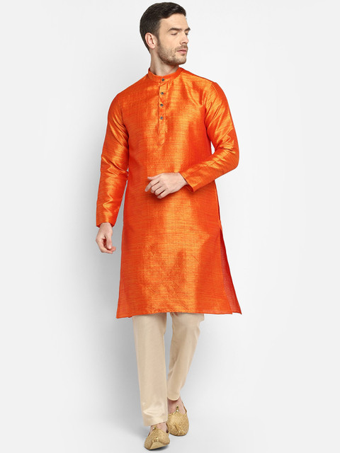 

DEVOILER Men Orange Kurta with Pyjamas