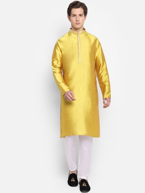 

DEVOILER Men Yellow Kurta with Pyjamas