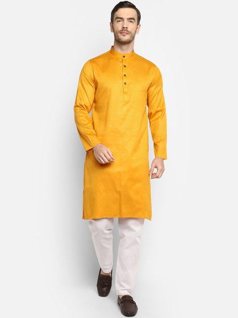 

DEVOILER Men Yellow Kurta with Pyjamas