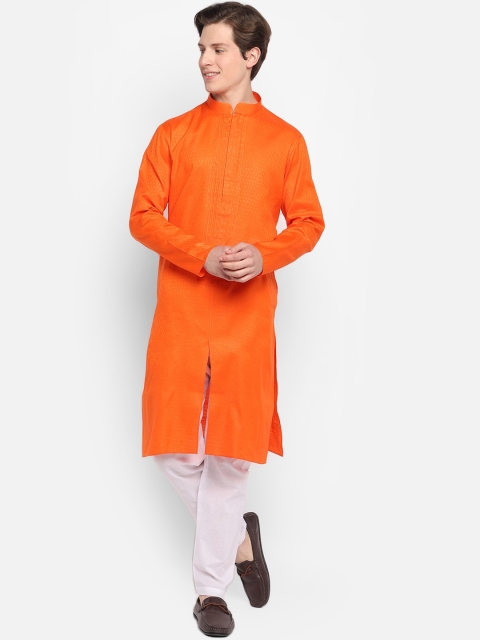 

DEVOILER Men Orange Kurta with Pyjamas