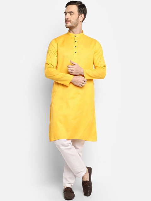 

DEVOILER Men Yellow Kurta with Pyjamas