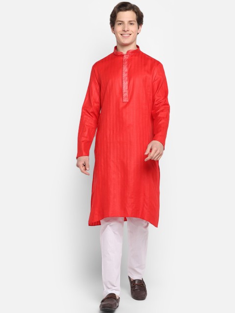 

DEVOILER Men Red Kurta with Pyjamas
