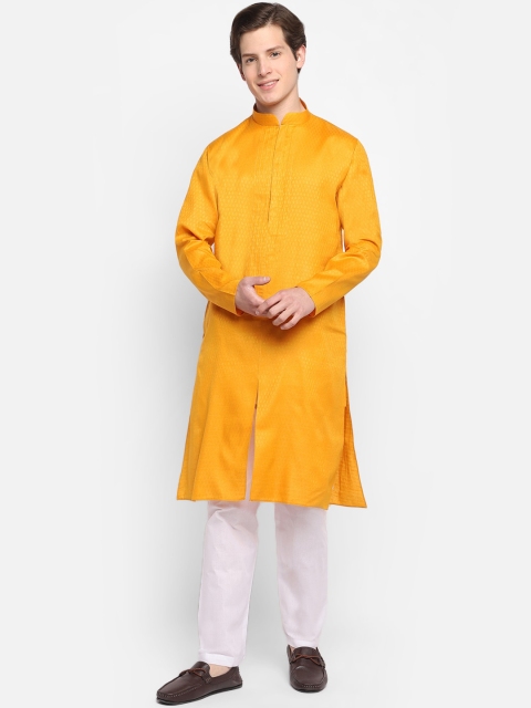 

DEVOILER Men Yellow Kurta with Pyjamas