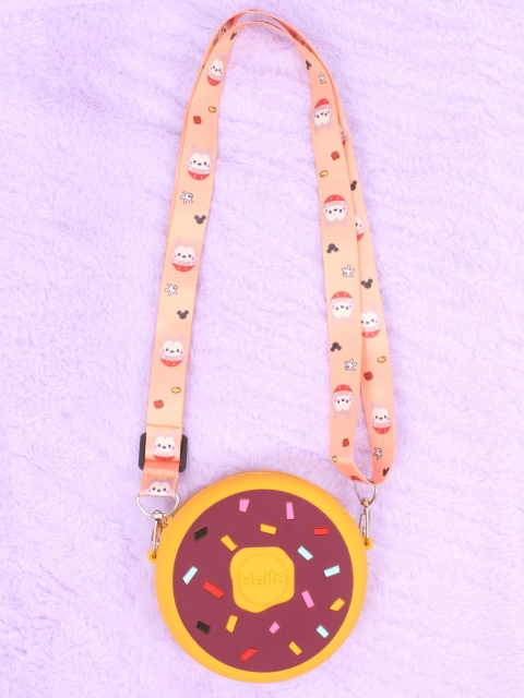 

CUTECUMBER Yellow Printed Structured Sling Bag with Applique