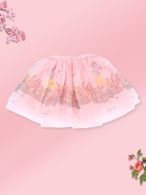 

CUTECUMBER GirlsPink Printed A-Line Knee-Length Skirt, Pink
