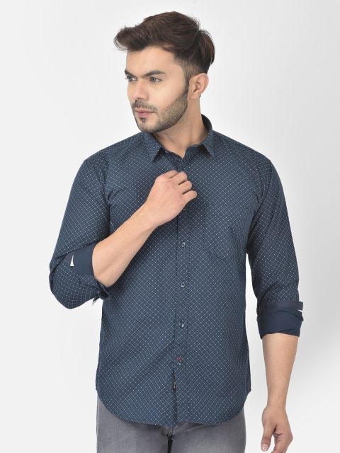 

COBB Men Navy Blue Relaxed Slim Fit Printed Casual Shirt