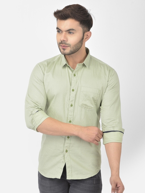 

COBB Men Green Printed Slim Fit Casual Shirt