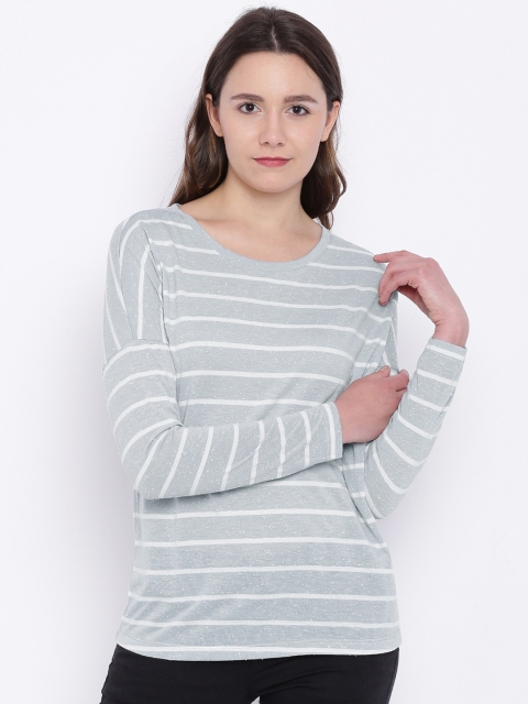 

ONLY Women Grey & White Striped Top