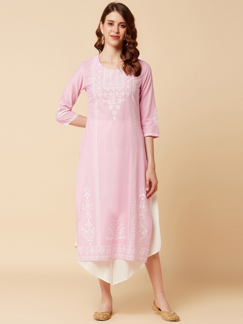 

Varanga Women Pink Floral Printed Cotton Kurta