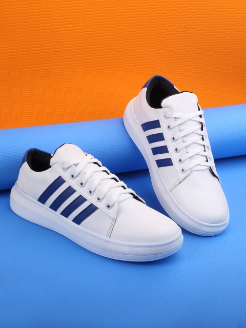 

mr wonker Men White & Blue Sneakers