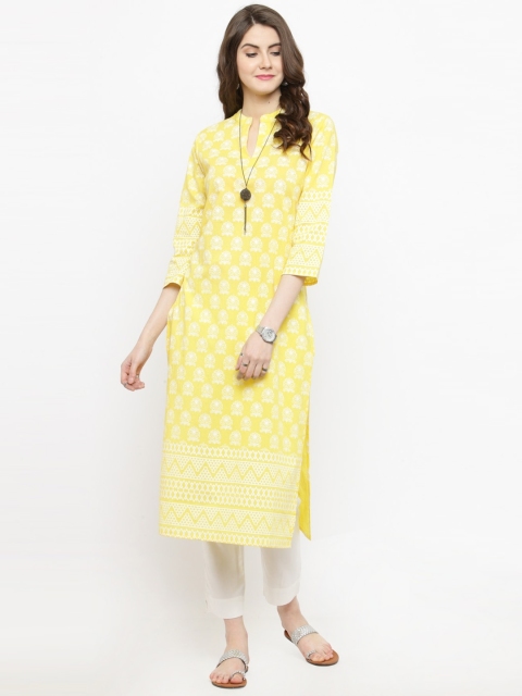 

Varanga Women Yellow Ethnic Motifs Printed Kurta