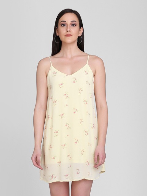 

DELAN Brown Floral A-Line Dress