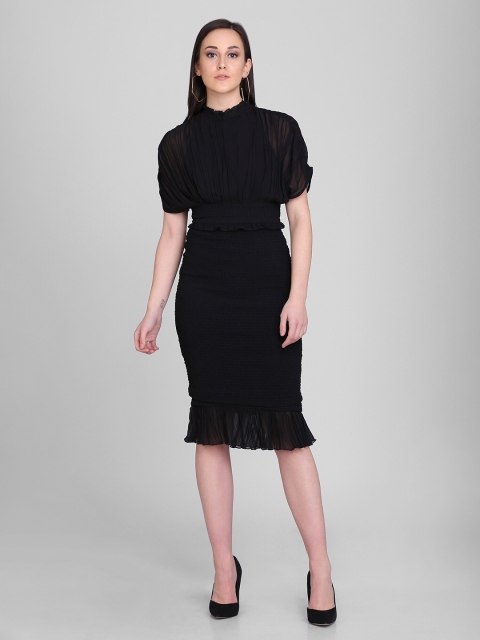 

DELAN Black Georgette Sheath Dress