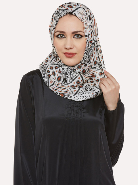 

MOMIN LIBAS Women White & Black Printed Hijab Scarves
