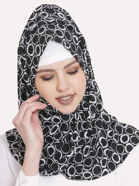 

MOMIN LIBAS Women Black & White Printed Hijab Scarf