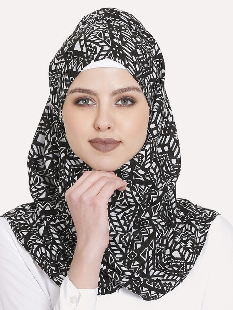 

MOMIN LIBAS Women Black & White Printed Scarf