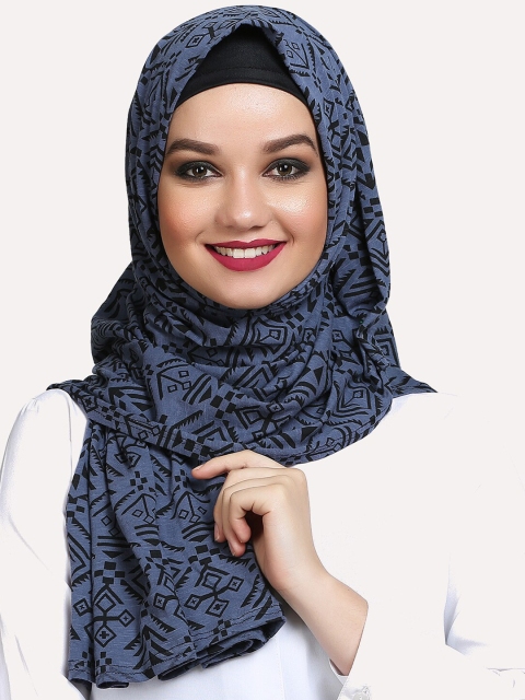 

MOMIN LIBAS Women Grey & Black Printed Hijab Scarf
