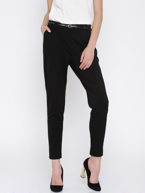 

Vero Moda Women Black Solid Cigarette Trousers