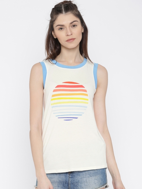 

Vero Moda White Printed Round Neck T-shirt