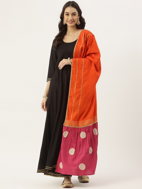 

Rustorange Women Black Ethnic Motifs Kurti with Palazzos & With Dupatta