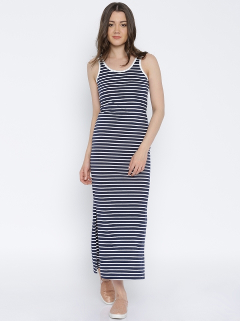 

Vero Moda Women Navy & White Striped Maxi Dress, Navy blue