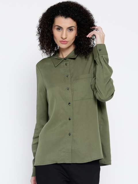 

Vero Moda Women Olive Green Solid Casual Shirt